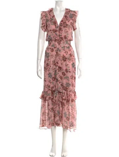 Pre-owned Misa Floral Print Long Dress