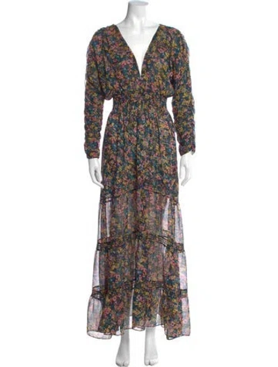 Pre-owned Misa Floral Print Long Dress