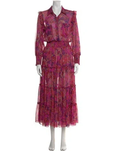 Pre-owned Misa Floral Print Long Dress