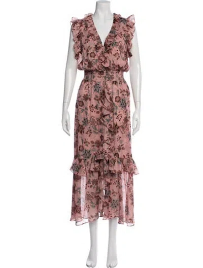 Pre-owned Misa Floral Print Long Dress