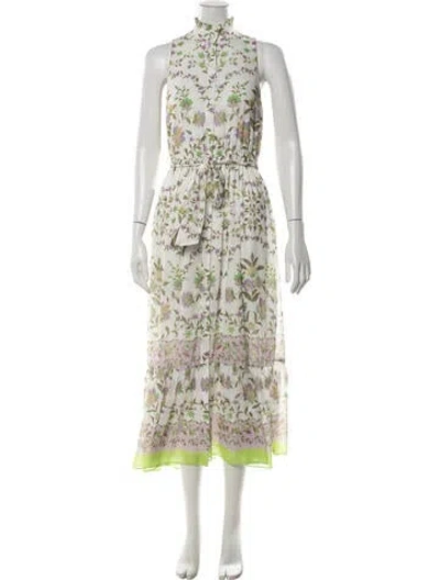 Pre-owned Misa Floral Print Long Dress In Black
