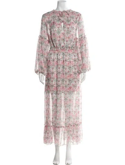Pre-owned Misa Floral Print Long Dress In Multi