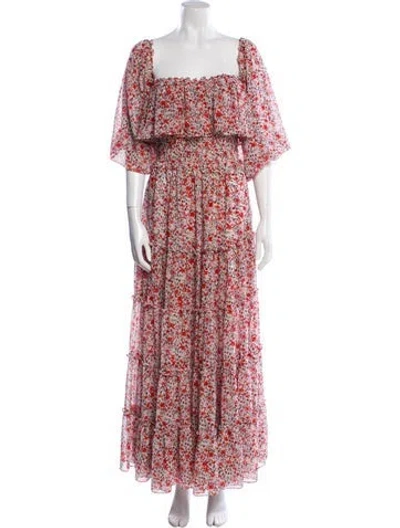 Pre-owned Misa Floral Print Long Dress In Multi