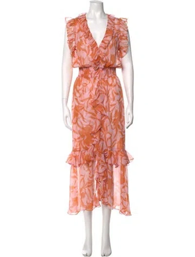 Pre-owned Misa Floral Print Long Dress In Multi