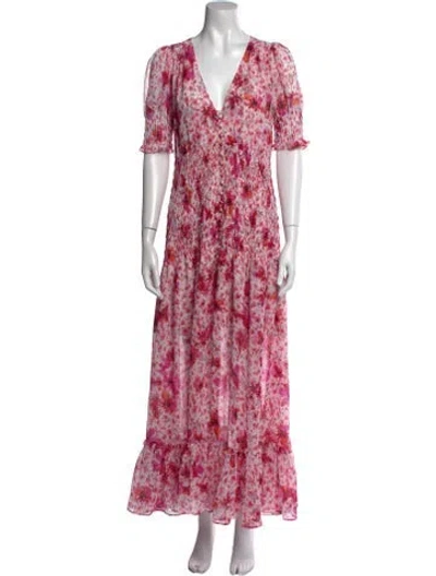 Pre-owned Misa Floral Print Long Dress In Multi