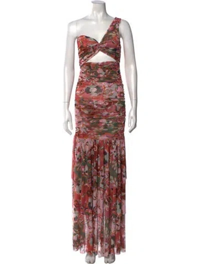 Pre-owned Misa Floral Print Long Dress In Multi