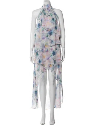 Pre-owned Misa Floral Print Long Dress In Multi