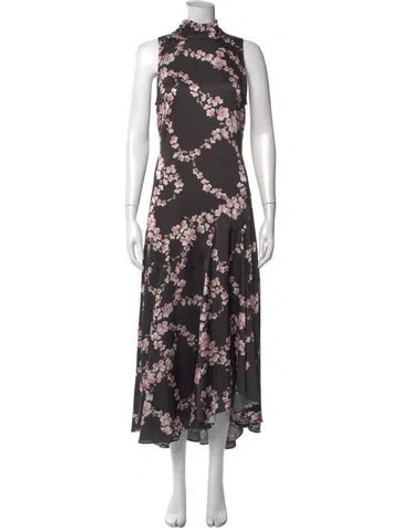 Pre-owned Misa Floral Print Long Dress In Multi