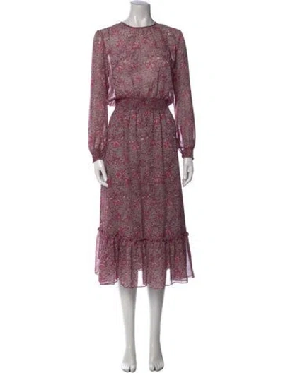 Pre-owned Misa Floral Print Long Dress In Multi