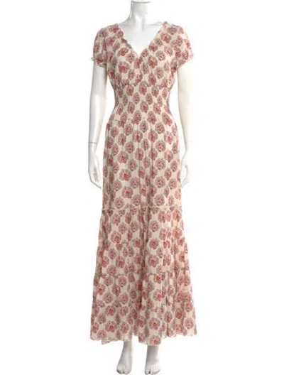 Pre-owned Misa Floral Print Long Dress In Multi