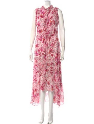 Pre-owned Misa Floral Print Long Dress In Multi