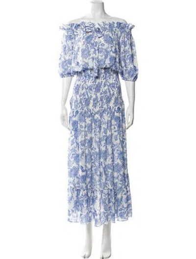 Pre-owned Misa Floral Print Long Dress In Multi