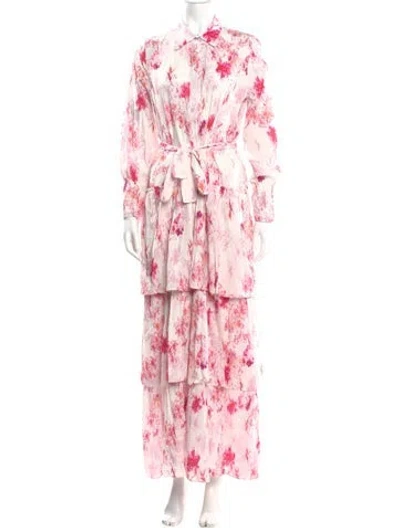 Pre-owned Misa Floral Print Long Dress In Multi