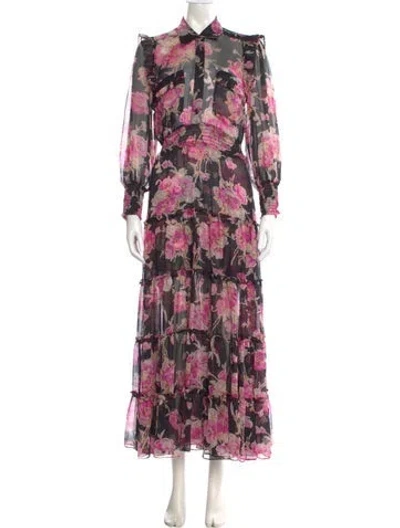 Pre-owned Misa Floral Print Long Dress In Multi