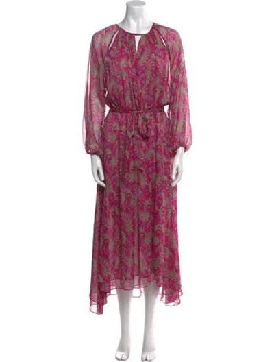 Pre-owned Misa Floral Print Long Dress In Multi