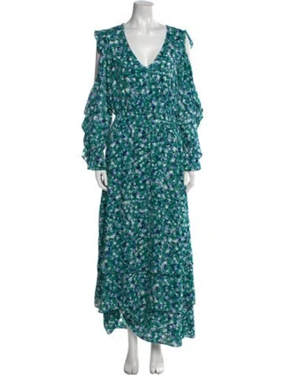 Pre-owned Misa Floral Print Long Dress In Multi