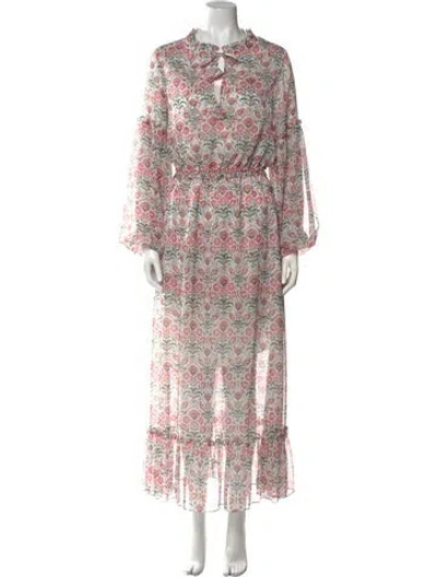 Pre-owned Misa Floral Print Long Dress In Multi