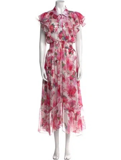 Pre-owned Misa Floral Print Long Dress In Multi