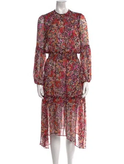 Pre-owned Misa Floral Print Long Dress In Multi
