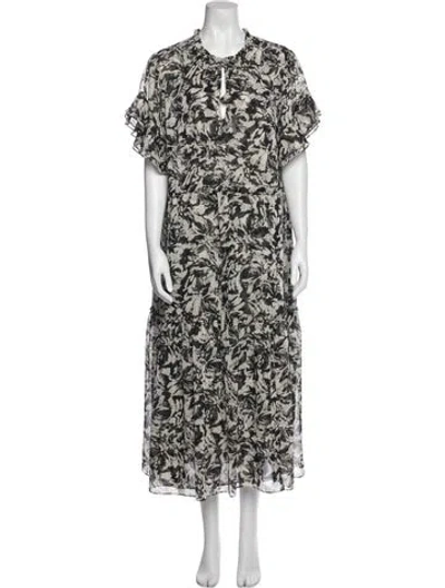 Pre-owned Misa Floral Print Long Dress In Multi
