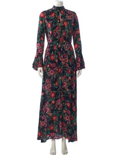 Pre-owned Misa Floral Print Long Dress In Multi