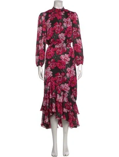 Pre-owned Misa Floral Print Long Dress In Multi