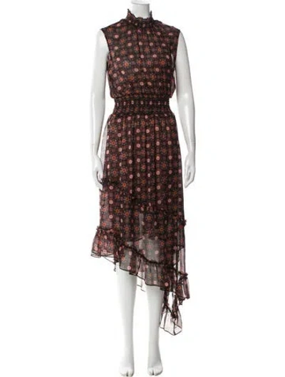 Pre-owned Misa Floral Print Long Dress In Multi