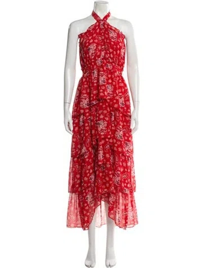 Pre-owned Misa Floral Print Long Dress In Multi