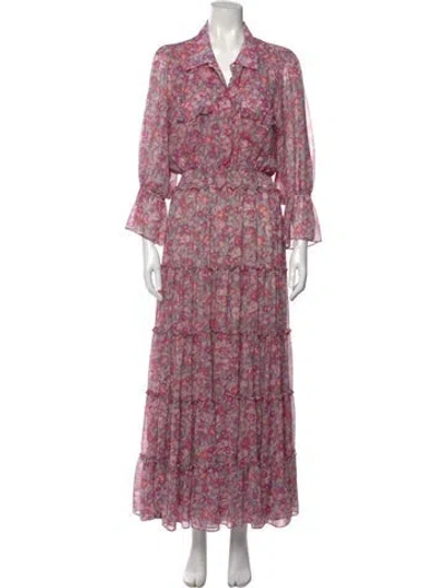 Pre-owned Misa Floral Print Long Dress In Multi