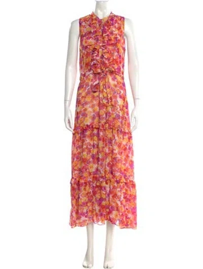 Pre-owned Misa Floral Print Long Dress In Multi