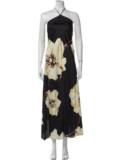 Pre-owned Misa Floral Print Long Dress In Multi