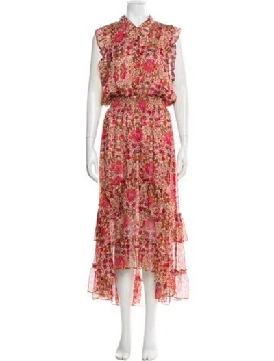 Pre-owned Misa Floral Print Long Dress In Multi