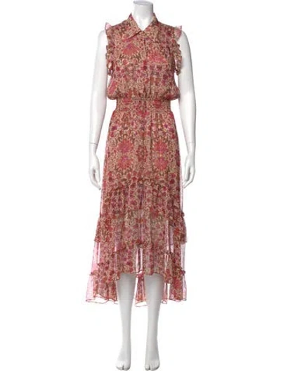 Pre-owned Misa Floral Print Long Dress In Multi