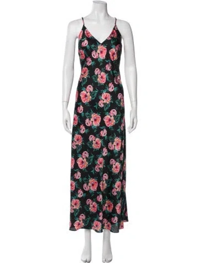 Pre-owned Misa Floral Print Long Dress In Multi