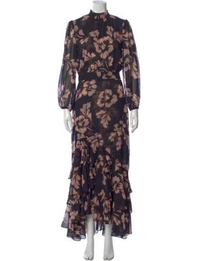 Pre-owned Misa Floral Print Long Dress In Multi
