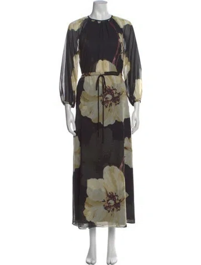 Pre-owned Misa Floral Print Long Dress In Multi