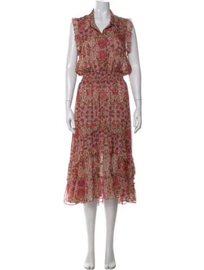 Pre-owned Misa Floral Print Long Dress In Multi