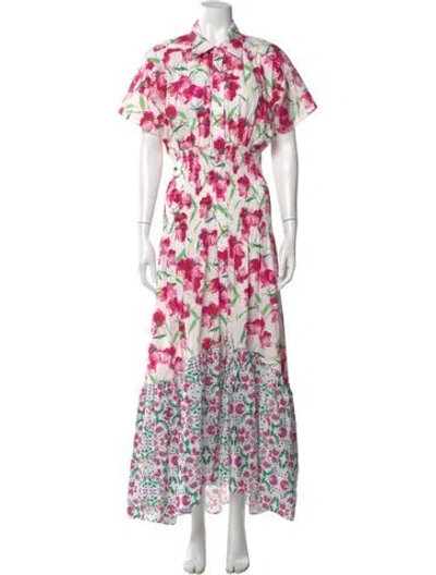 Pre-owned Misa Floral Print Long Dress In Multi