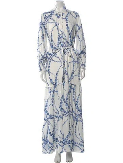 Pre-owned Misa Floral Print Long Dress In Multi