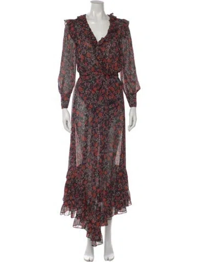 Pre-owned Misa Floral Print Long Dress In Multi