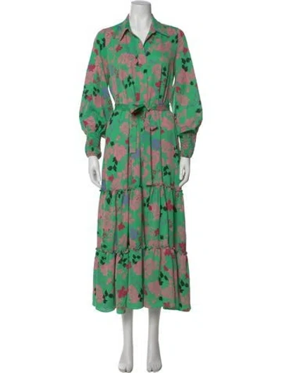 Pre-owned Misa Floral Print Long Dress In Multi