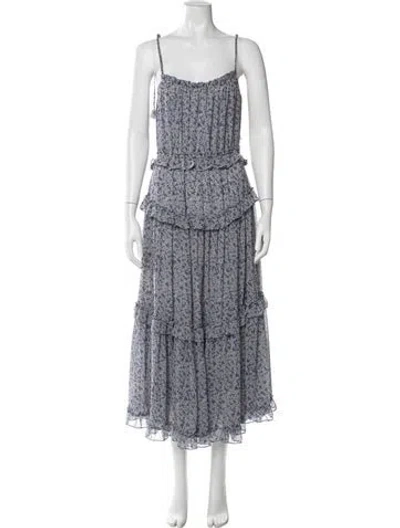 Pre-owned Misa Floral Print Long Dress In Multi