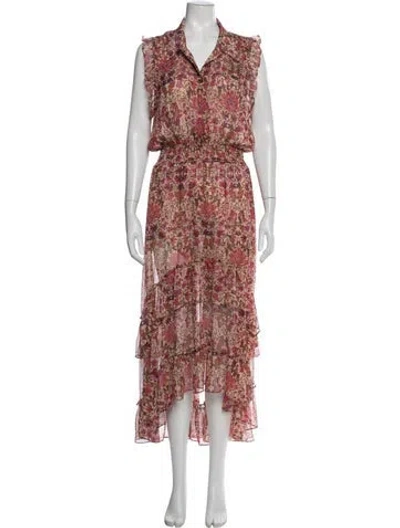 Pre-owned Misa Floral Print Long Dress In Multi
