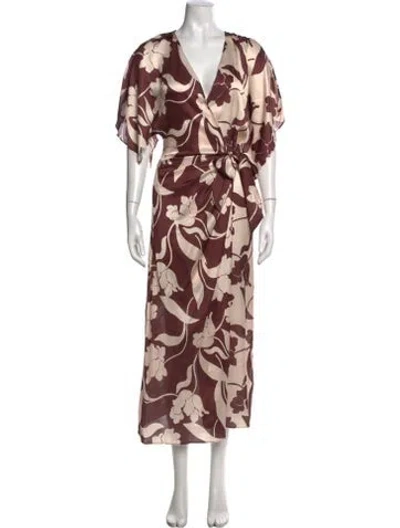 Pre-owned Misa Floral Print Long Dress In Multi