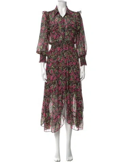 Pre-owned Misa Floral Print Long Dress In Multi