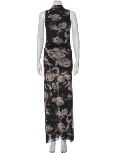 Pre-owned Misa Floral Print Long Dress In Multi