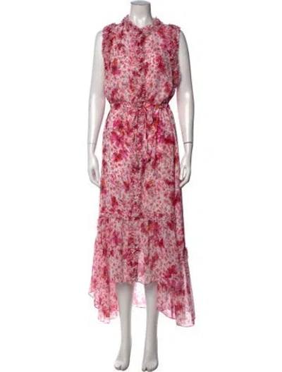 Pre-owned Misa Floral Print Long Dress In Multi