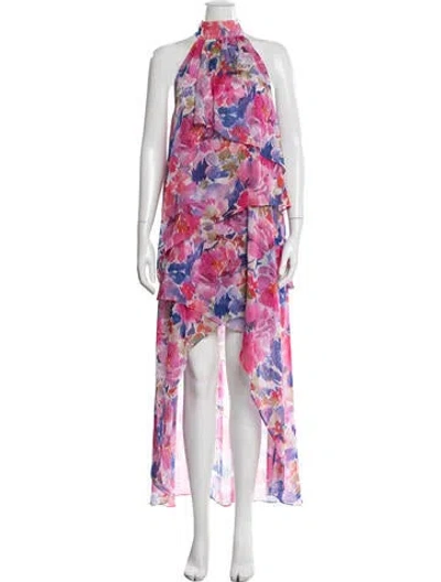 Pre-owned Misa Floral Print Long Dress In Multi