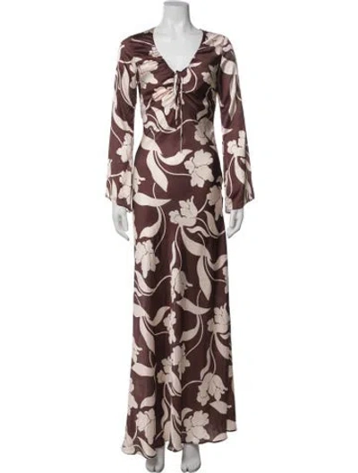Pre-owned Misa Floral Print Long Dress In Multi
