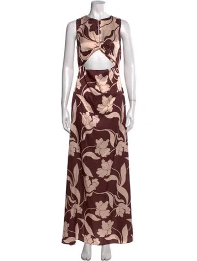 Pre-owned Misa Floral Print Long Dress In Multicolor